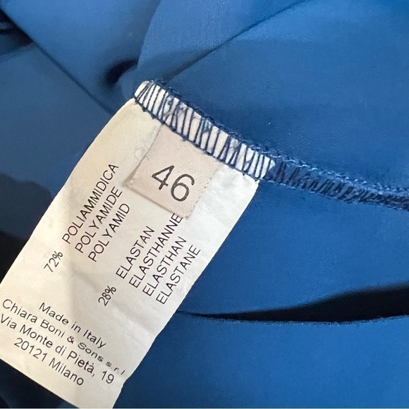 CHIARA BONI Cutout Waist Boatneck Cap Sleeve Flare Leg Fitted Cobalt Jumpsuit 10 - Picture 6 of 7